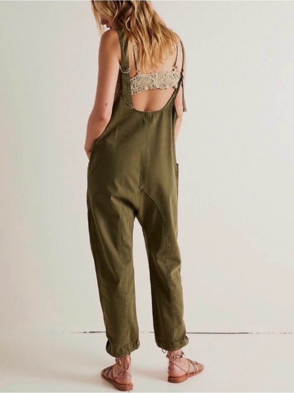 Free People We The Free High Roller Jumpsuit Utility Overall in Green Size XS - Picture 3 of 10